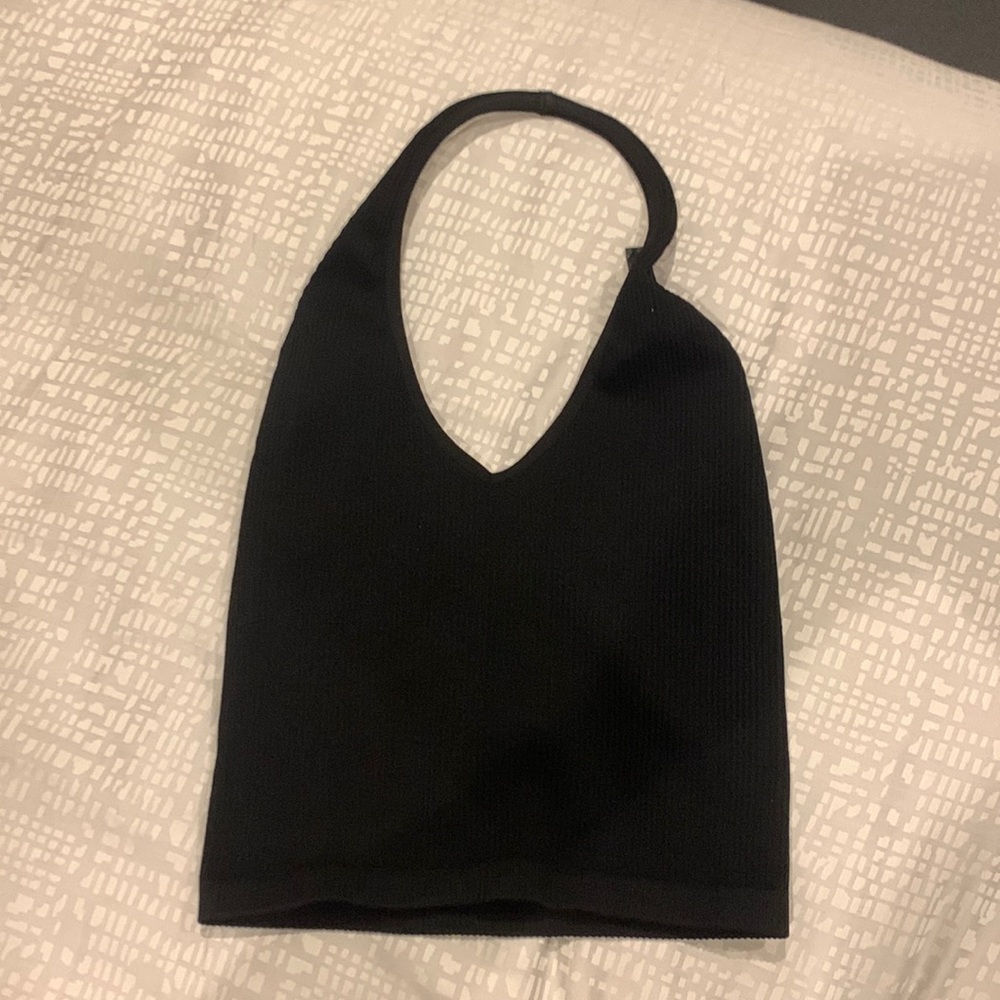 urban outfitters out from under black ribbed halter crop top